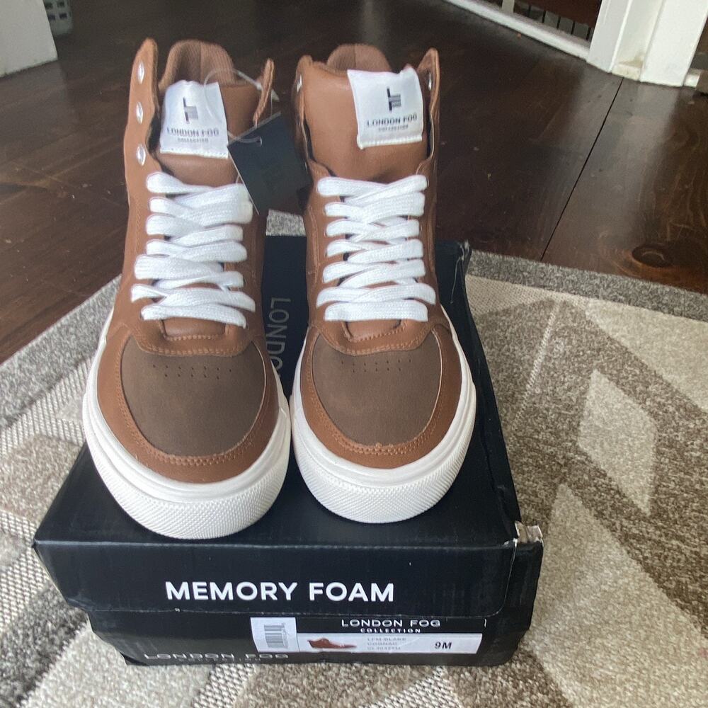 London Fog Memory Foam Shoes Men, Cognac, Size 9, LFM-Blake, CL30372M